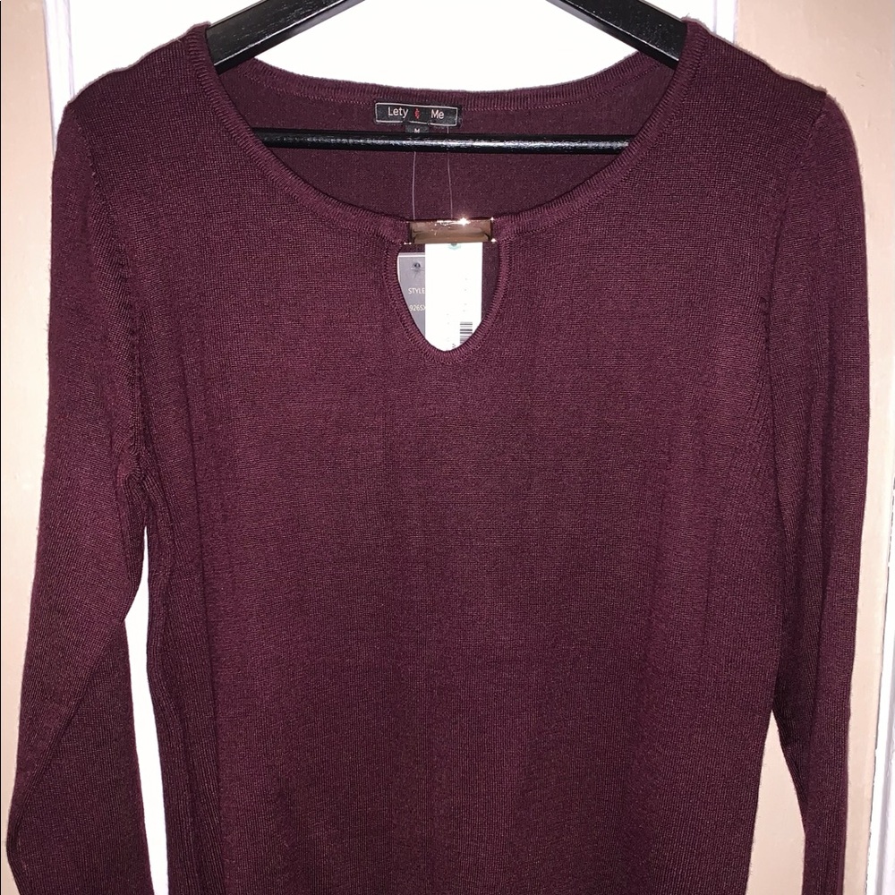 Rina Keyhole Wide Neck Pullover Sweater